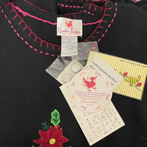 Quacker Factory Light Up Christmas Tree Sweater Beaded Sequined Women’s Large 3D - Picture 5 of 8